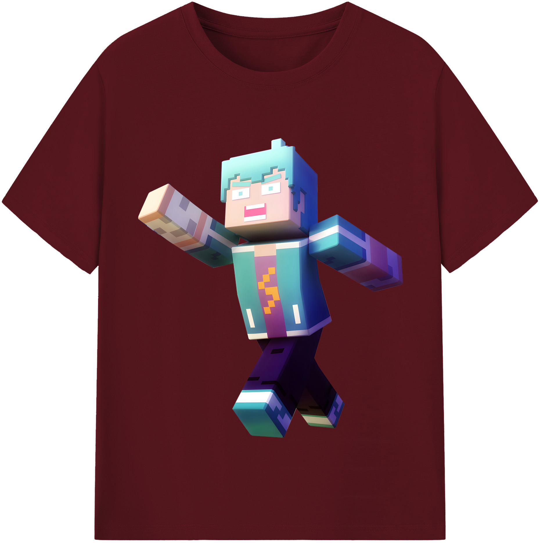 （画像用） マインクラフト ブロックの世界 Minecraft MC Block world 綿100％半袖Tシャツ（フロントプリント）